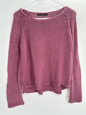 Peruvian Connection Sweater S Pink Pima Cotton Open Knit Boho Pullover Made Peru